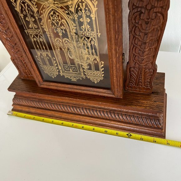 ANTIQUE INGRAHAM OAK AMERICAN GINGERBREAD CLOCK WORKING MANTLE MANTEL WINDUP - Picture 15 of 16